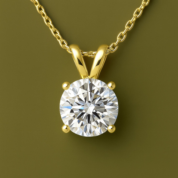 1ct Lab Grown Diamond Necklace | G VS Round Brilliant | 14K Gold - Picture 1 of 6